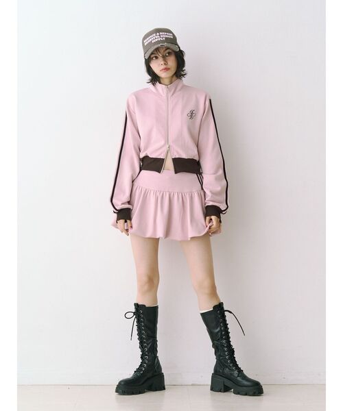 jouetie（ジュエティ）の「バイカラートラックジャケット【セットアップ対応】ジャージ（ジャージ・レディース・アイボリー/ピンク/グレー・MEDIUM）」の4枚目の写真