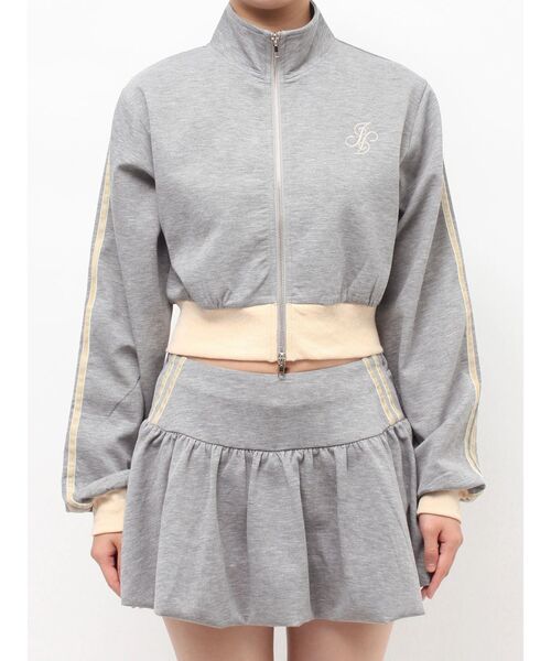 jouetie（ジュエティ）の「バイカラートラックジャケット【セットアップ対応】ジャージ（ジャージ・レディース・アイボリー/ピンク/グレー・MEDIUM）」の6枚目の写真