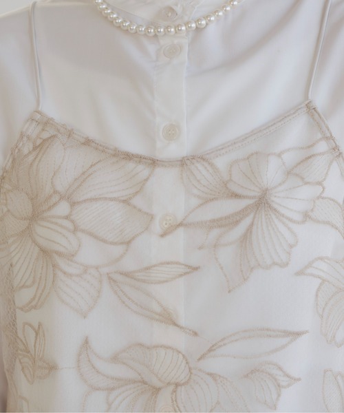ANGIE（アンジー）の「チュール シアー フラワー刺繍 ビスチェ（キャミソール・レディース・ライトベージュ/ブラック・FREE）」の13枚目の写真