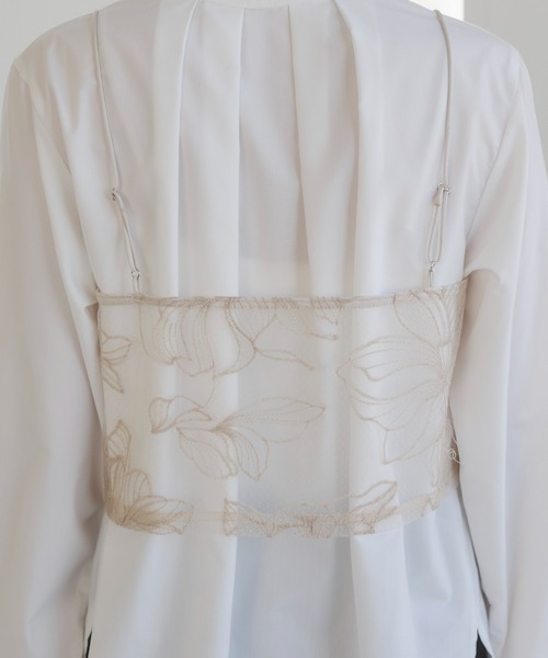 ANGIE（アンジー）の「チュール シアー フラワー刺繍 ビスチェ（キャミソール・レディース・ライトベージュ/ブラック・FREE）」の15枚目の写真