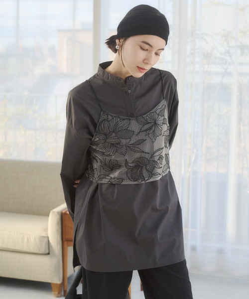 ANGIE（アンジー）の「チュール シアー フラワー刺繍 ビスチェ（キャミソール・レディース・ライトベージュ/ブラック・FREE）」の11枚目の写真