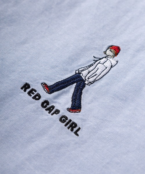 Red Cap Girl（レッドキャプガール）の「【70】【RCG/レッドキャップガール】ワンポイント刺繍 無地 オックスシャツ/メンズ/レディース/ユニセックス（シャツ/ブラウス・メンズ・イエロー/ピンク/サックスブルー/グリーン/ネイビー/ホワイト・M/L/XL）」の10枚目の写真