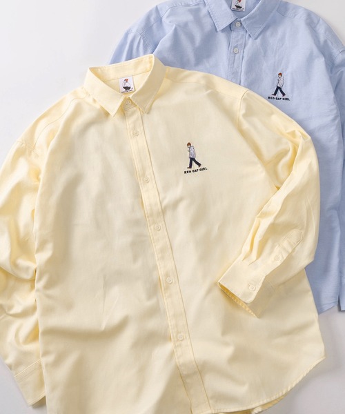 Red Cap Girl（レッドキャプガール）の「【70】【RCG/レッドキャップガール】ワンポイント刺繍 無地 オックスシャツ/メンズ/レディース/ユニセックス（シャツ/ブラウス・メンズ・イエロー/ピンク/サックスブルー/グリーン/ネイビー/ホワイト・M/L/XL）」の13枚目の写真