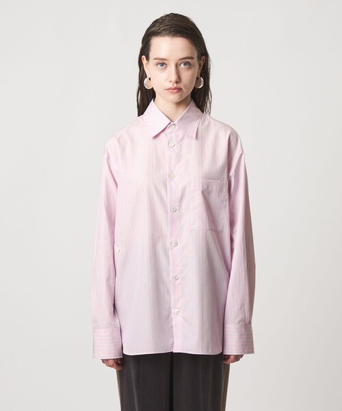ASTRAET（アストラット）の「＜ASTRAET＞ストライプ カシュクール レギュラーカラーシャツ（シャツ/ブラウス・レディース・ライトピンク・FREE）」の4枚目の写真