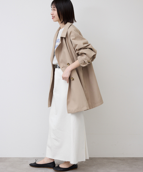 SLOBE IENA(スローブイエナ)の「LE DENIM BOXY TUCK デニムスカート(デニムスカート・レディース・ネイビー/ホワイト・38/36)」の5枚目の写真