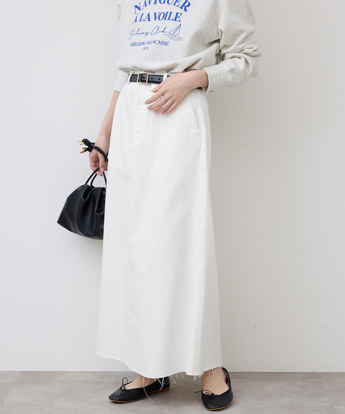 SLOBE IENA(スローブイエナ)の「LE DENIM BOXY TUCK デニムスカート(デニムスカート・レディース・ネイビー/ホワイト・38/36)」の13枚目の写真