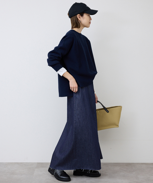 SLOBE IENA(スローブイエナ)の「LE DENIM BOXY TUCK デニムスカート(デニムスカート・レディース・ネイビー/ホワイト・38/36)」の19枚目の写真