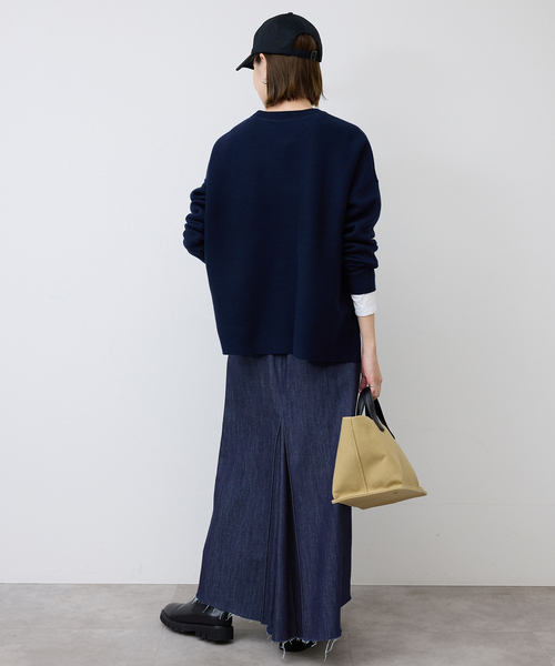 SLOBE IENA(スローブイエナ)の「LE DENIM BOXY TUCK デニムスカート(デニムスカート・レディース・ネイビー/ホワイト・38/36)」の20枚目の写真