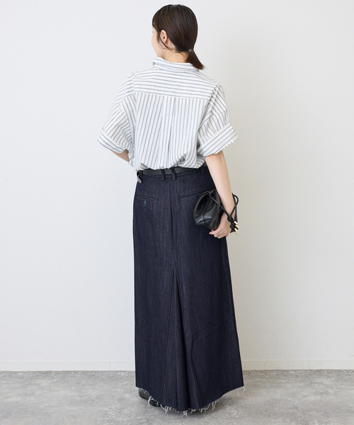 SLOBE IENA（スローブイエナ）の「LE DENIM BOXY TUCK デニムスカート（デニムスカート・レディース・ネイビー/ホワイト・38/36）」の10枚目の写真