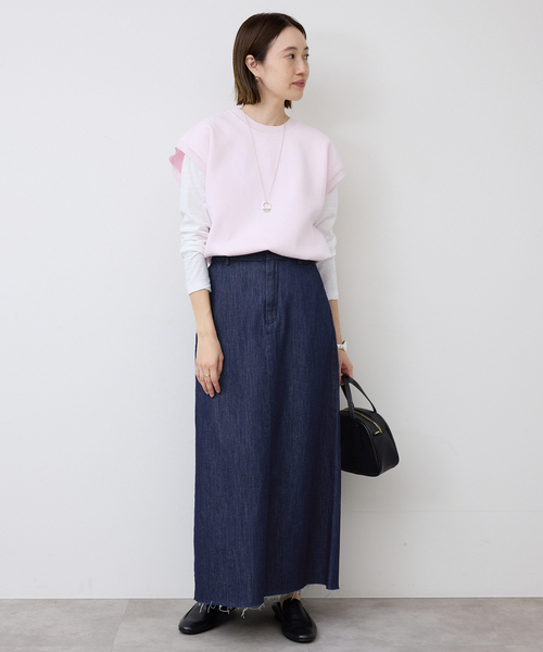SLOBE IENA（スローブイエナ）の「LE DENIM BOXY TUCK デニムスカート（デニムスカート・レディース・ネイビー/ホワイト・38/36）」の16枚目の写真