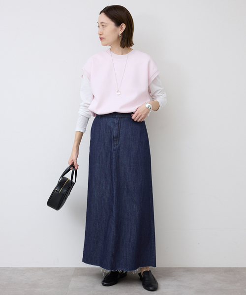 SLOBE IENA（スローブイエナ）の「LE DENIM BOXY TUCK デニムスカート（デニムスカート・レディース・ネイビー/ホワイト・38/36）」の17枚目の写真
