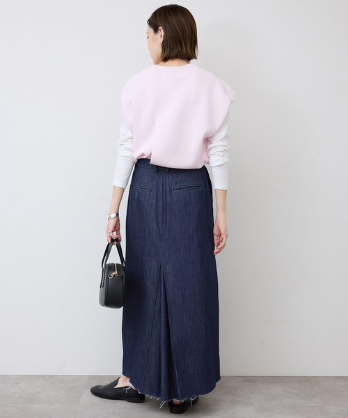 SLOBE IENA（スローブイエナ）の「LE DENIM BOXY TUCK デニムスカート（デニムスカート・レディース・ネイビー/ホワイト・38/36）」の19枚目の写真