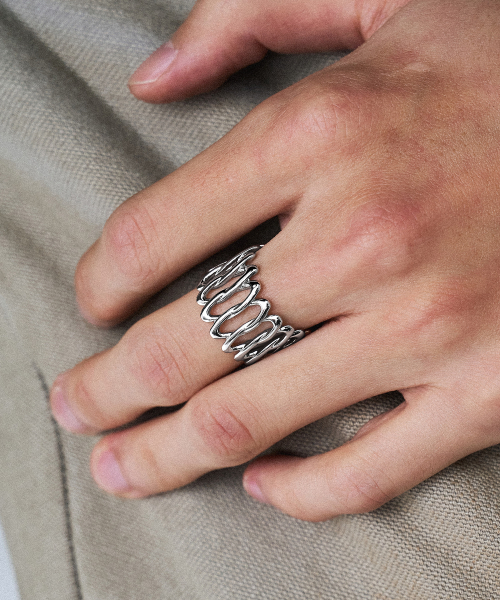 SCALETTOBLACK(スカーレットブラック)の「RSM024 Oval Pattern Open Ring(リング・レディース・シルバー・FREE)」の1枚目の写真