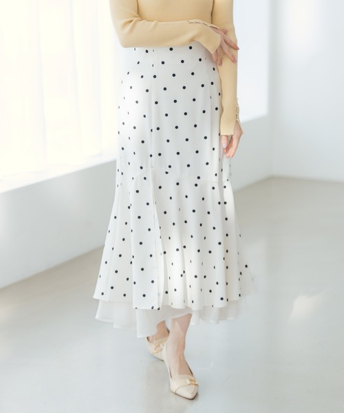 MISCH MASCH（ミッシュマッシュ）の「2026春夏新作 裾シアーマーメイドスカート（スカート・レディース・グレー/ブルー/ホワイト×ブラック・M/S）」の22枚目の写真