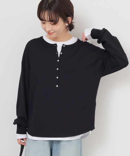 2枚セット / SS素材］3WAYレイヤードヘンリープルオーバー（ニット