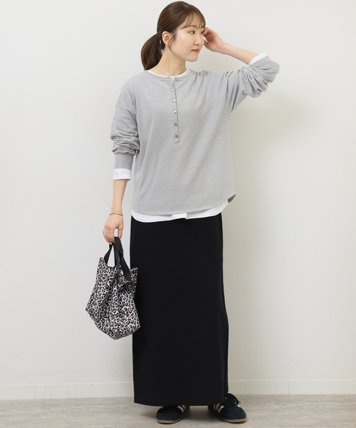 JOURNAL STANDARD relume（ジャーナルスタンダード　レリューム）の「［2枚セット / SS素材］3WAYレイヤードヘンリープルオーバー（ニット/セーター・レディース・グリーン/ブラック/ライトグレー/ピンク系その他・FREE）」の14枚目の写真