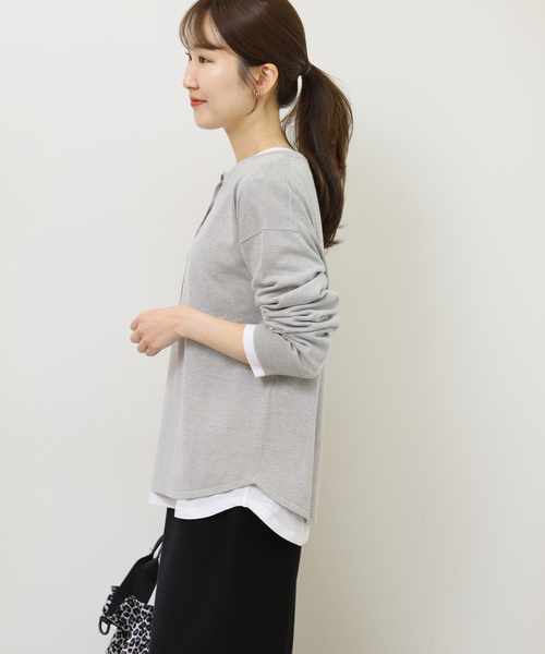 JOURNAL STANDARD relume（ジャーナルスタンダード　レリューム）の「［2枚セット / SS素材］3WAYレイヤードヘンリープルオーバー（ニット/セーター・レディース・グリーン/ブラック/ライトグレー/ピンク系その他・FREE）」の19枚目の写真
