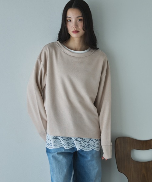 Doux archives(ドゥアルシーヴ)の「ボートネックラメ裏毛長袖プルオーバー(スウェット・レディース・ピンク/オフホワイト/グレー・FREE)」の13枚目の写真