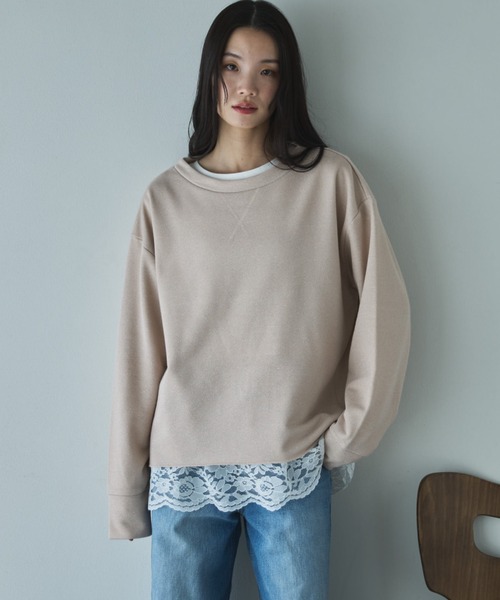 Doux archives(ドゥアルシーヴ)の「ボートネックラメ裏毛長袖プルオーバー(スウェット・レディース・ピンク/オフホワイト/グレー・FREE)」の14枚目の写真