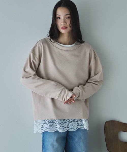 Doux archives(ドゥアルシーヴ)の「ボートネックラメ裏毛長袖プルオーバー(スウェット・レディース・ピンク/オフホワイト/グレー・FREE)」の15枚目の写真