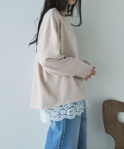 Doux archives(ドゥアルシーヴ)の「ボートネックラメ裏毛長袖プルオーバー(スウェット・レディース・ピンク/オフホワイト/グレー・FREE)」の18枚目の写真