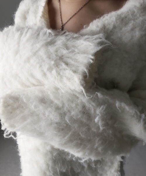 me+em select(ミームセレクト)の「【 2color 】シャギーニットビッグカーディガンミニワンピース / shaggy knit big cardigan mini onepiece ※※(カーディガン/ボレロ・レディース・ホワイト/ブラック・FREE)」の5枚目の写真
