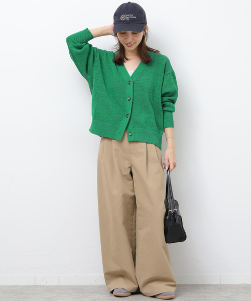 JOURNAL STANDARD relume（ジャーナルスタンダード　レリューム）の「リネンコットンVカーディガン（カーディガン/ボレロ・レディース・アイボリー/グリーン/ネイビー・FREE）」の10枚目の写真