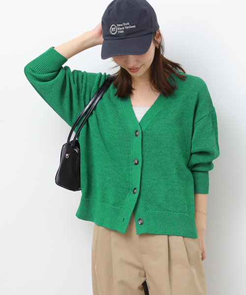 JOURNAL STANDARD relume（ジャーナルスタンダード　レリューム）の「リネンコットンVカーディガン（カーディガン/ボレロ・レディース・アイボリー/グリーン/ネイビー・FREE）」の14枚目の写真