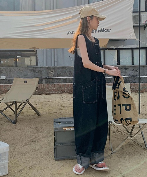 ARCADE（アーケード）の「春夏服 ワイドデニムサロペットパンツ -ARCADE Limited Line-（サロペット/オーバーオール・レディース・ネイビー・FREE）」の7枚目の写真