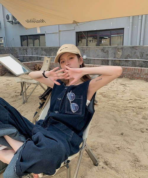 ARCADE（アーケード）の「春夏服 ワイドデニムサロペットパンツ -ARCADE Limited Line-（サロペット/オーバーオール・レディース・ネイビー・FREE）」の9枚目の写真