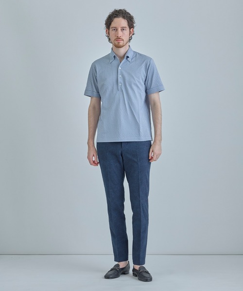 MEN'S BIGI(メンズビギ)の「【ACTIVE TAILOR】ニットサッカーポロシャツ<COOL MAX/吸水速乾>(ポロシャツ・メンズ・グレー/ブルー/ブルー系その他/ネイビー・01/02/03/04)」の8枚目の写真