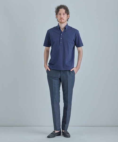 MEN'S BIGI(メンズビギ)の「【ACTIVE TAILOR】ニットサッカーポロシャツ<COOL MAX/吸水速乾>(ポロシャツ・メンズ・グレー/ブルー/ブルー系その他/ネイビー・01/02/03/04)」の10枚目の写真