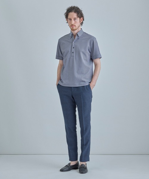 MEN'S BIGI(メンズビギ)の「【ACTIVE TAILOR】ニットサッカーポロシャツ<COOL MAX/吸水速乾>(ポロシャツ・メンズ・グレー/ブルー/ブルー系その他/ネイビー・01/02/03/04)」の9枚目の写真