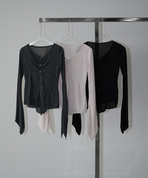 chuclla（チュクラ）の「シャーリングVネックフレアトップス chw26s087（Tシャツ/カットソー・レディース・グレー/アイボリー/ブラック・FREE）」の12枚目の写真