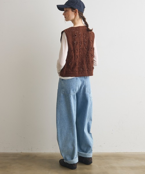 Crisp（クリスプ）の「フラワーモチーフカーブデニムパンツ（デニムパンツ・レディース・ブルー/アイボリー・FREE）」の15枚目の写真