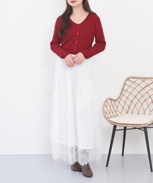 atONE（アットワン）の「ひげレース切替ロング丈スカート（スカート・レディース・ブラック/オフホワイト・F）」の17枚目の写真