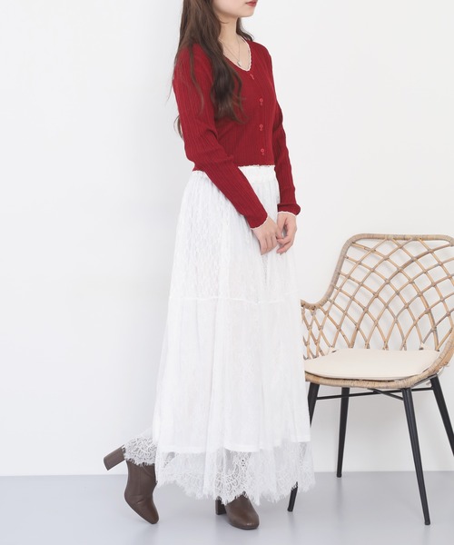 atONE（アットワン）の「ひげレース切替ロング丈スカート（スカート・レディース・ブラック/オフホワイト・F）」の18枚目の写真