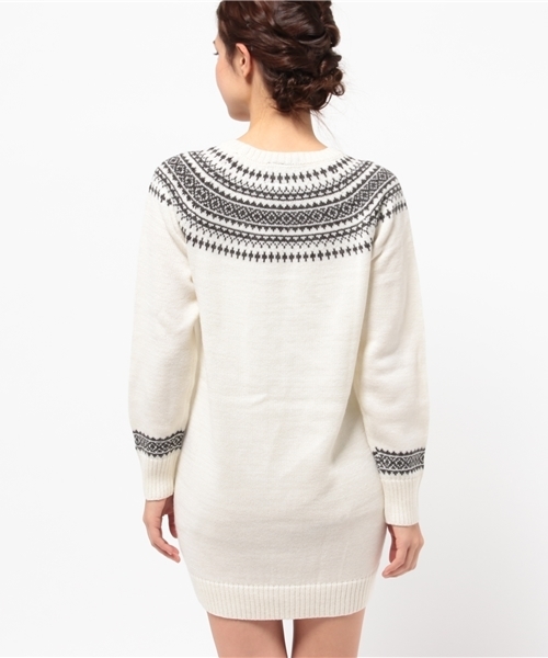 OUTLET（アウトレット）の「【WHO'S WHO gallery】BM求心柄ワンピ（ワンピース・レディース・ブラウン/ホワイト/ベージュ/グレー・FREE）」の7枚目の写真