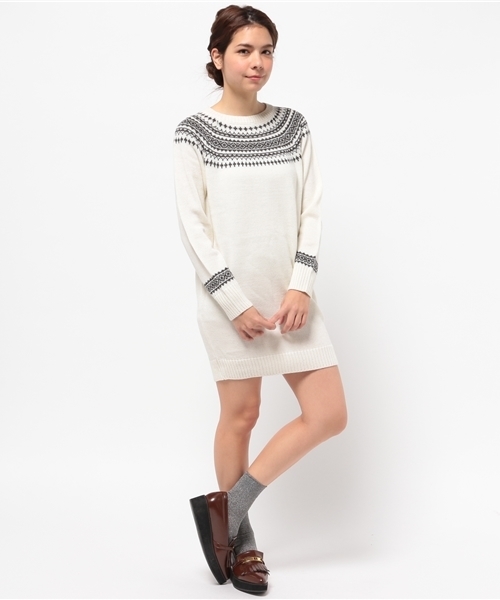 OUTLET（アウトレット）の「【WHO'S WHO gallery】BM求心柄ワンピ（ワンピース・レディース・ブラウン/ホワイト/ベージュ/グレー・FREE）」の8枚目の写真