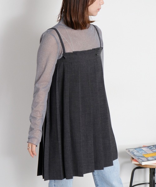 cepo（セポ）の「〈セットアップ対応〉2wayプリーツビスチェスカート（スカート・レディース・ベージュ/チャコール・M）」の2枚目の写真