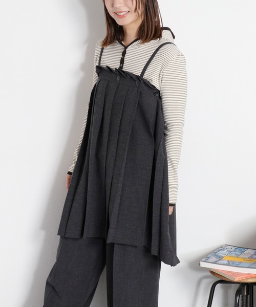 cepo（セポ）の「〈セットアップ対応〉2wayプリーツビスチェスカート（スカート・レディース・ベージュ/チャコール・M）」の14枚目の写真