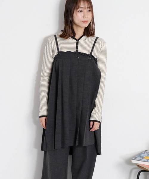 cepo（セポ）の「〈セットアップ対応〉2wayプリーツビスチェスカート（スカート・レディース・ベージュ/チャコール・M）」の13枚目の写真