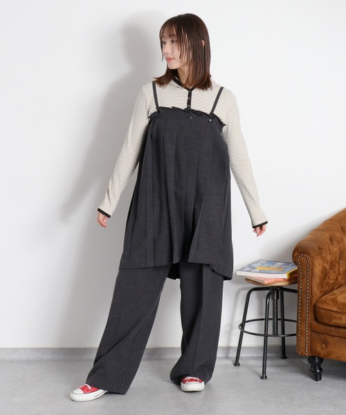 cepo（セポ）の「〈セットアップ対応〉2wayプリーツビスチェスカート（スカート・レディース・ベージュ/チャコール・M）」の7枚目の写真