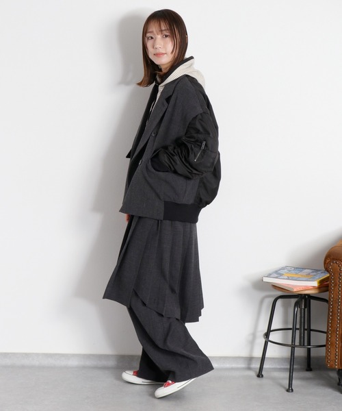 cepo（セポ）の「〈セットアップ対応〉2wayプリーツビスチェスカート（スカート・レディース・ベージュ/チャコール・M）」の9枚目の写真