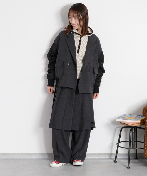 cepo（セポ）の「〈セットアップ対応〉2wayプリーツビスチェスカート（スカート・レディース・ベージュ/チャコール・M）」の8枚目の写真