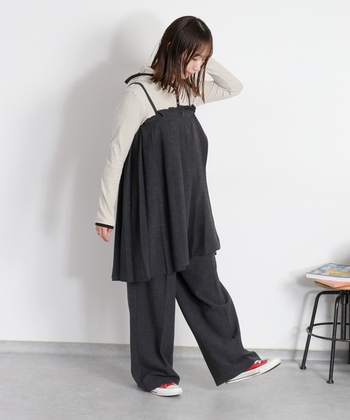 cepo（セポ）の「〈セットアップ対応〉2wayプリーツビスチェスカート（スカート・レディース・ベージュ/チャコール・M）」の6枚目の写真