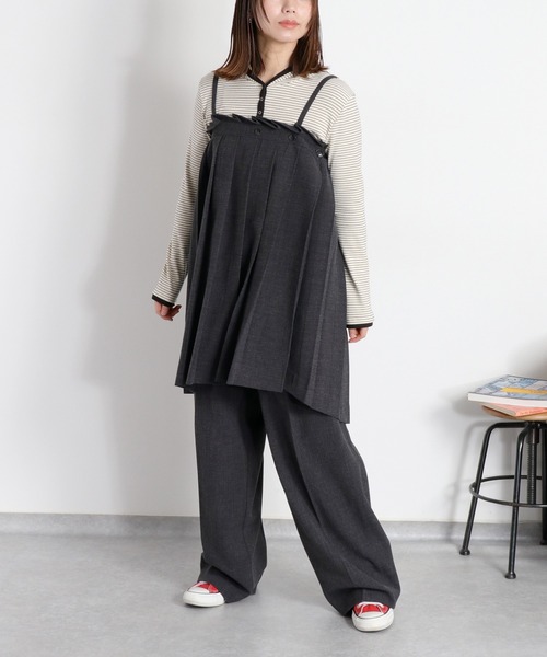 cepo（セポ）の「〈セットアップ対応〉2wayプリーツビスチェスカート（スカート・レディース・ベージュ/チャコール・M）」の3枚目の写真