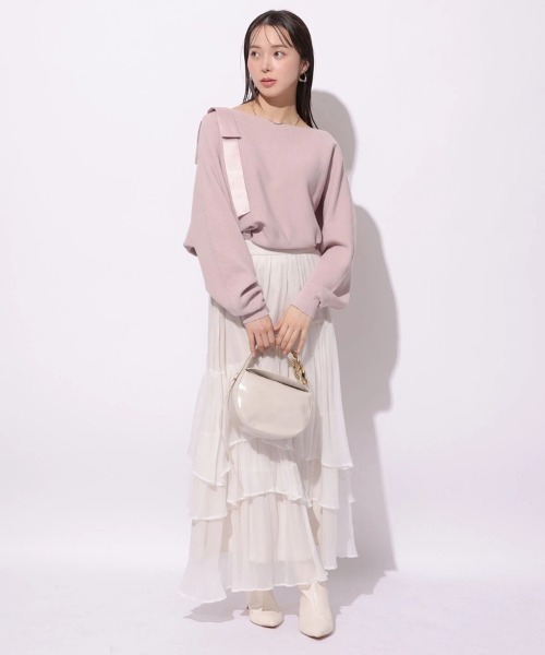 Mystrada(マイストラーダ)の「肩リボンドルマンニット(ニット/セーター・レディース・ピンク/グレイッシュブルー・38)」の6枚目の写真