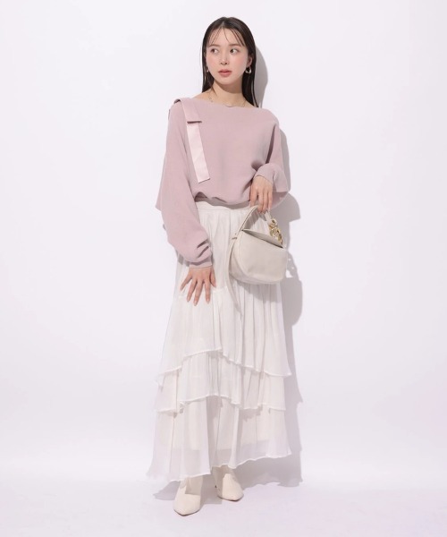 Mystrada(マイストラーダ)の「肩リボンドルマンニット(ニット/セーター・レディース・ピンク/グレイッシュブルー・38)」の7枚目の写真