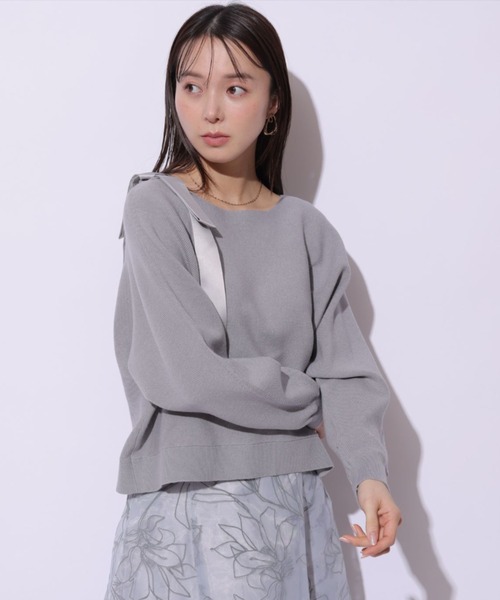 Mystrada(マイストラーダ)の「肩リボンドルマンニット(ニット/セーター・レディース・ピンク/グレイッシュブルー・38)」の9枚目の写真